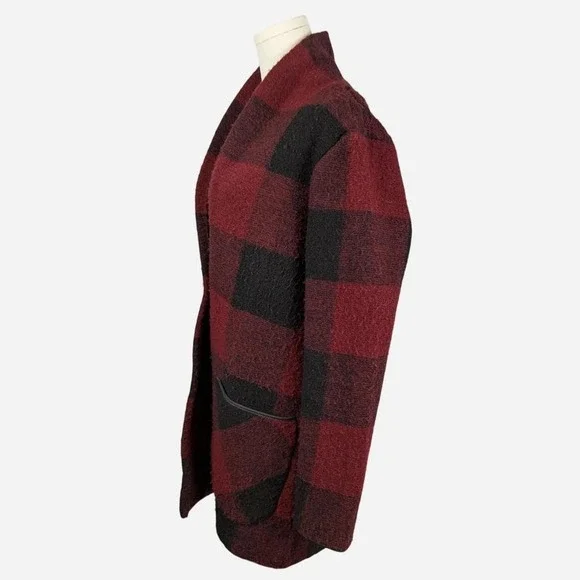 Soft Surroundings Red Plaid Wool Blend Pea Coat – Medium - Picture 5 of 8